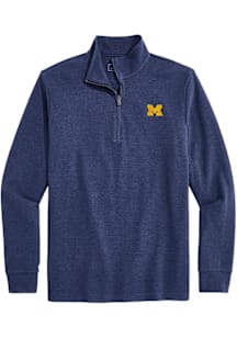 Vineyard Vines Michigan Wolverines Mens Navy Blue Saltwater Long Sleeve Qtr Zip Pullover