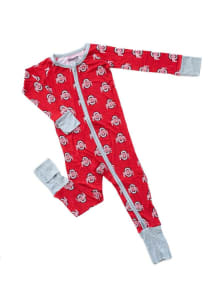Baby Red Ohio State Buckeyes Double Zipper Loungewear One Piece Pajamas
