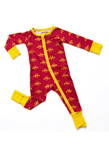 Iowa State Cyclones Baby Cardinal Double Zipper Loungewear One Piece Pajamas
