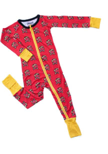 Baby Red Maryland Terrapins Double Zipper Loungewear One Piece Pajamas