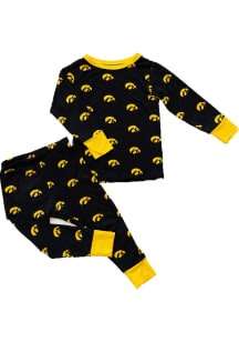 Youth Black Iowa Hawkeyes Top and Bottom Loungewear Sleep Pants