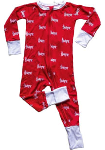 Baby Red Nebraska Cornhuskers Double Zipper Loungewear One Piece Pajamas