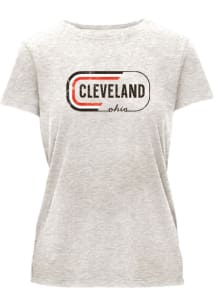 Cleveland Womens Oatmeal Oval Wordmark Short Sleeve T-Shirt