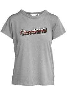 Cleveland Womens Grey Slant Wordmark Short Sleeve T-Shirt