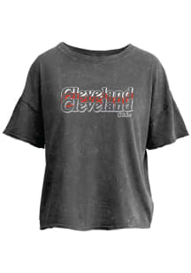 Cleveland Womens Grey Mirroring Wordmark Short Sleeve T-Shirt