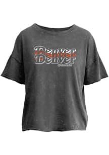 Denver Womens Grey Mirroring Wordmark Short Sleeve T-Shirt