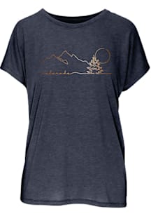 Colorado Womens Navy Blue Mountain Landscape Short Sleeve T-Shirt