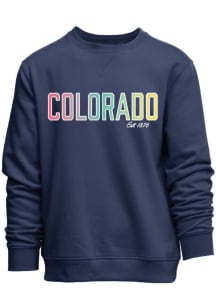 Colorado Womens Navy Blue Wordmark Crew Sweatshirt