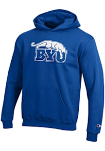 Champion BYU Cougars Youth Blue Team Logo Long Sleeve Hoodie