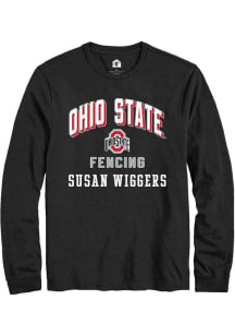 Susan Wiggers Mens Black Ohio State Buckeyes NIL Arch Logo Long Sleeve Player T Shirt
