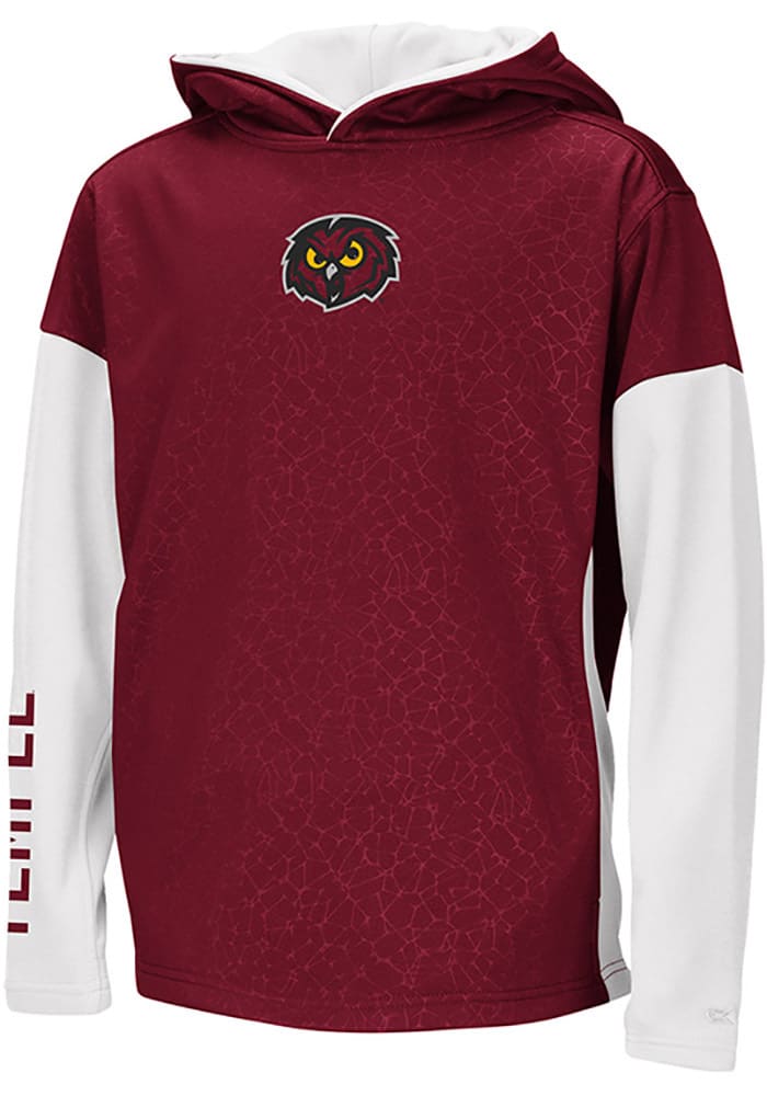 Colosseum Temple Owls Youth Red Snurfer Long Sleeve Hoodie