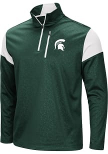 Colosseum Michigan State Spartans Mens Green Luge Long Sleeve 1/4 Zip Pullover