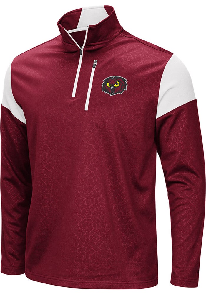 Colosseum Temple Owls Mens Red Luge Long Sleeve 1/4 Zip Pullover