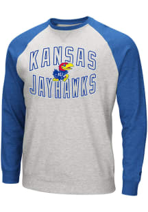 Colosseum Kansas Jayhawks Mens Grey Cross Country Long Sleeve Crew Sweatshirt