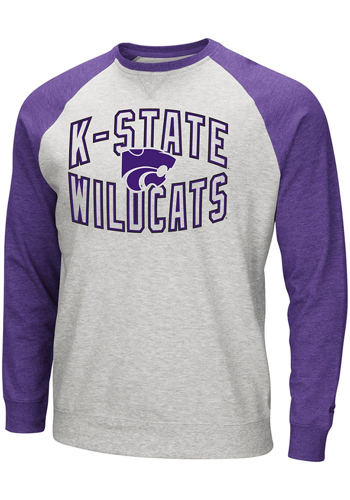 Colosseum K-State Wildcats Mens Grey Cross Country Long Sleeve Crew Sweatshirt