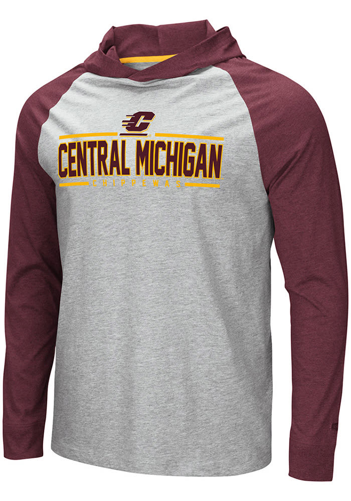 Colosseum Central Michigan Chippewas Mens Grey Slopestyle Long Sleeve Hoodie