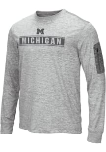 Colosseum Michigan Wolverines Grey Banked Long Sleeve T-Shirt