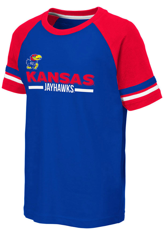 Colosseum Kansas Jayhawks Youth Blue Ottawa Short Sleeve Fashion T-Shirt