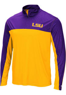 Colosseum LSU Tigers Mens Yellow Luge Long Sleeve 1/4 Zip Pullover
