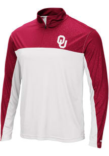 Colosseum Oklahoma Sooners Mens White Luge Long Sleeve 1/4 Zip Pullover