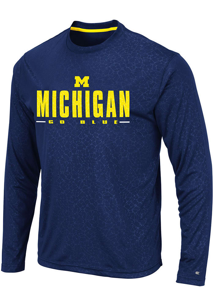 Colosseum Michigan Wolverines Navy Blue Luge Perf Long Sleeve T-Shirt