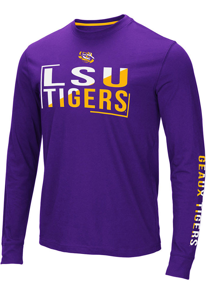 Colosseum LSU Tigers Purple Lutz Long Sleeve T Shirt