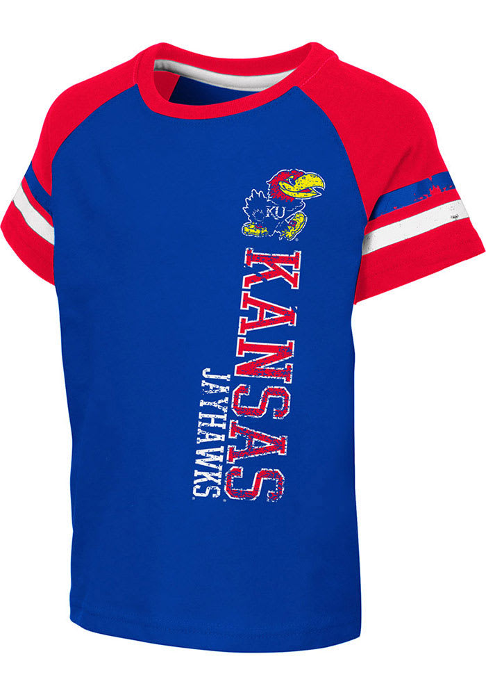 Colosseum Kansas Jayhawks Toddler Blue Edmonton Short Sleeve T-Shirt