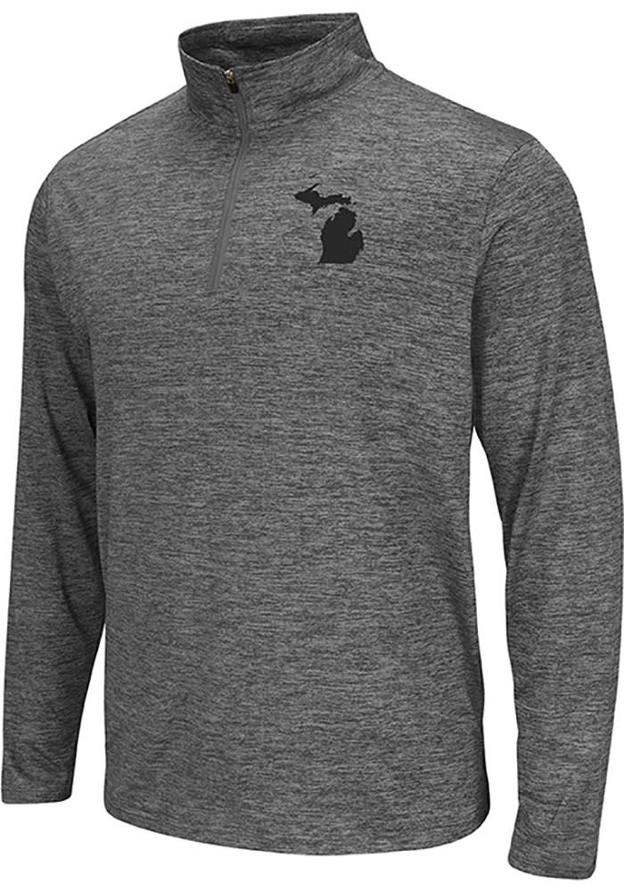 Colosseum Michigan Grey State Shape Long Sleeve 1/4 Zip Pullover