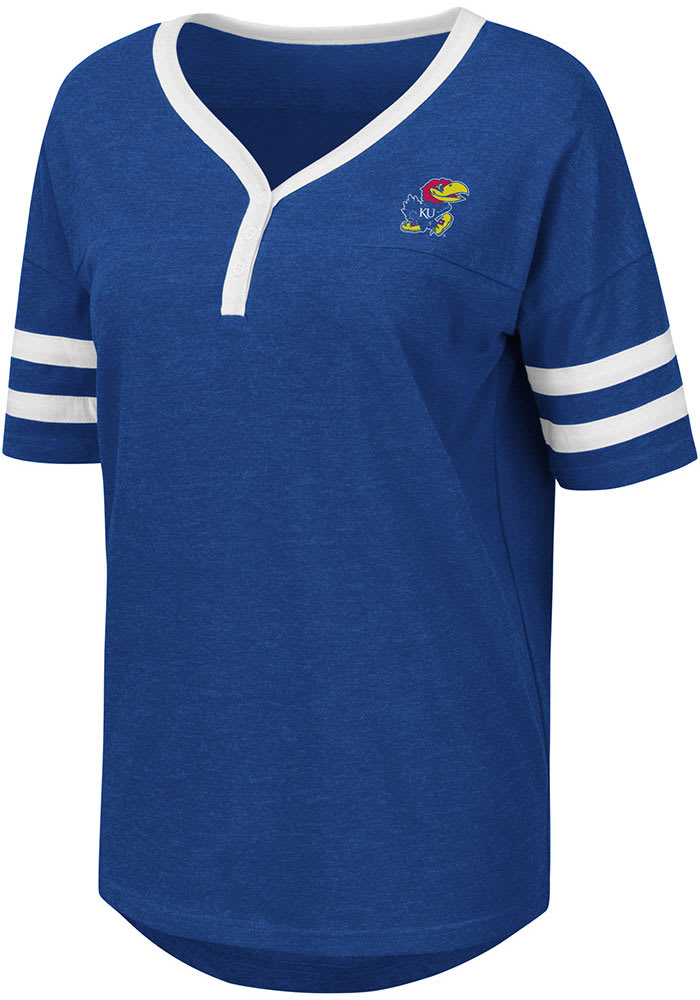 Colosseum Kansas Jayhawks Womens Blue Florence Short Sleeve T-Shirt