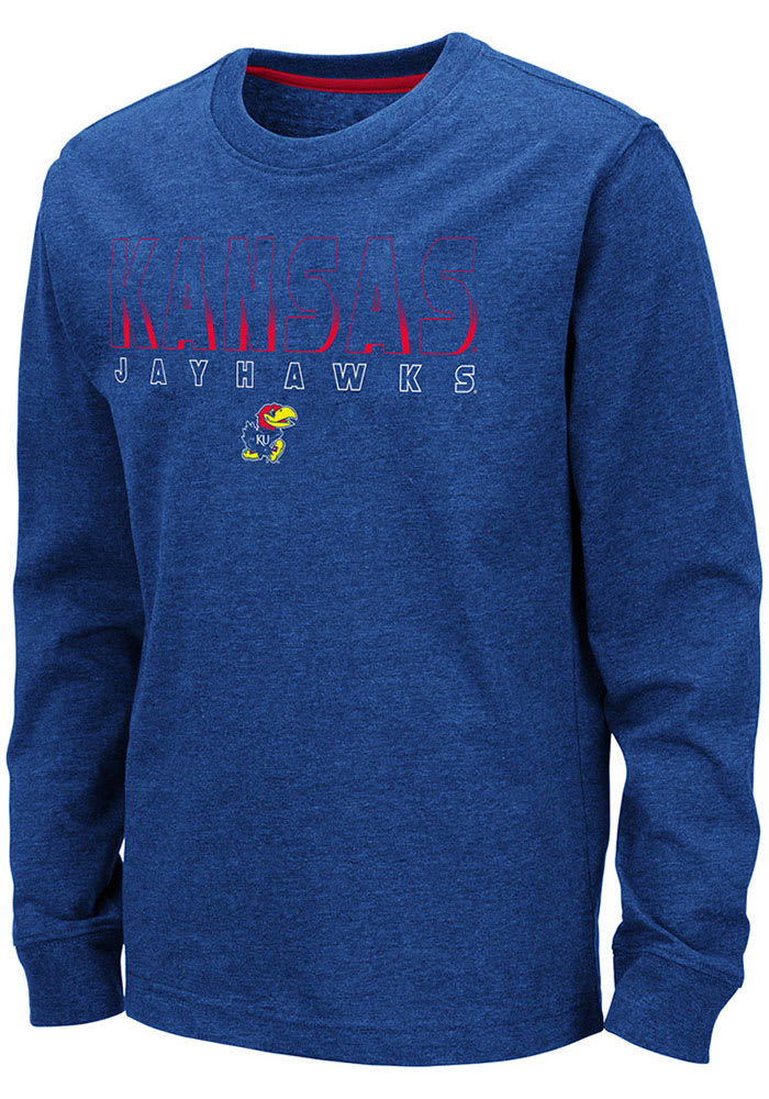 Colosseum Kansas Jayhawks Youth Blue Zort Long Sleeve T-Shirt