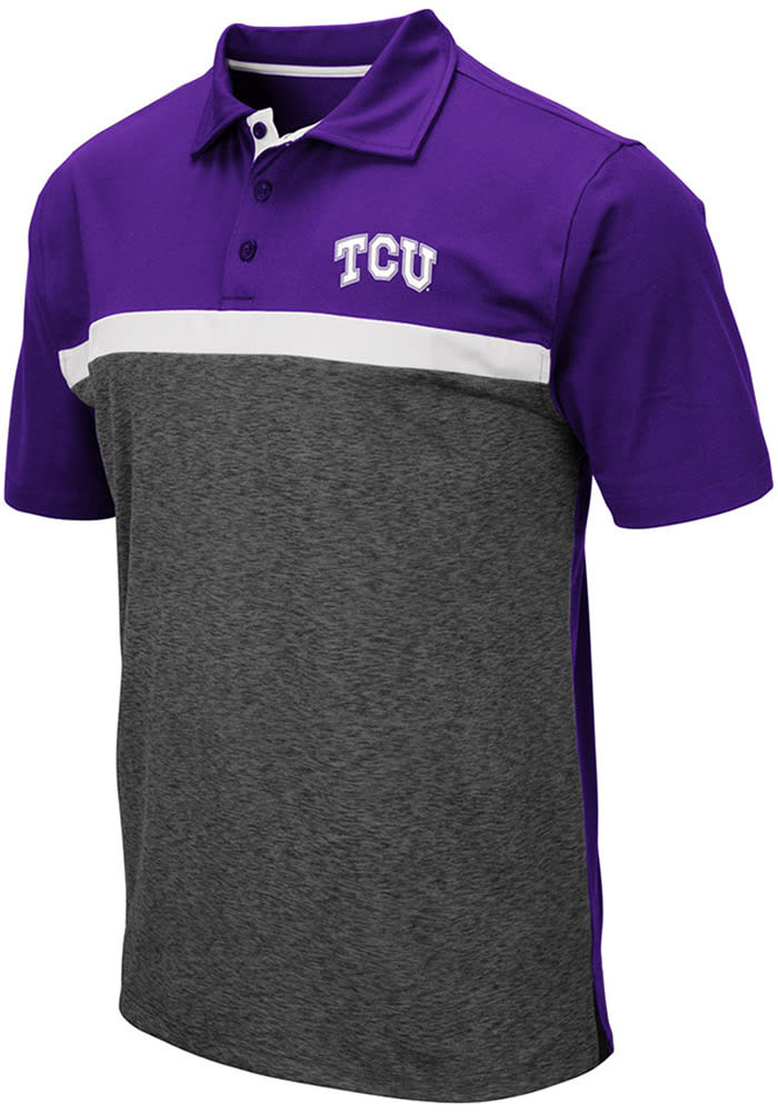 Colosseum TCU Horned Frogs Mens Purple Capital Short Sleeve Polo
