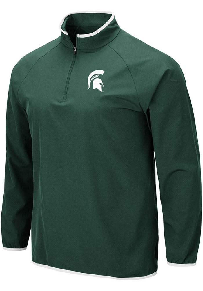 Colosseum Michigan State Spartans Mens Green Chalmers Long Sleeve 1/4 Zip Pullover