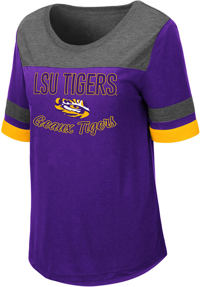 Colosseum LSU Tigers Womens Purple Romantic Crew Neck Short Sleeve T-Shirt