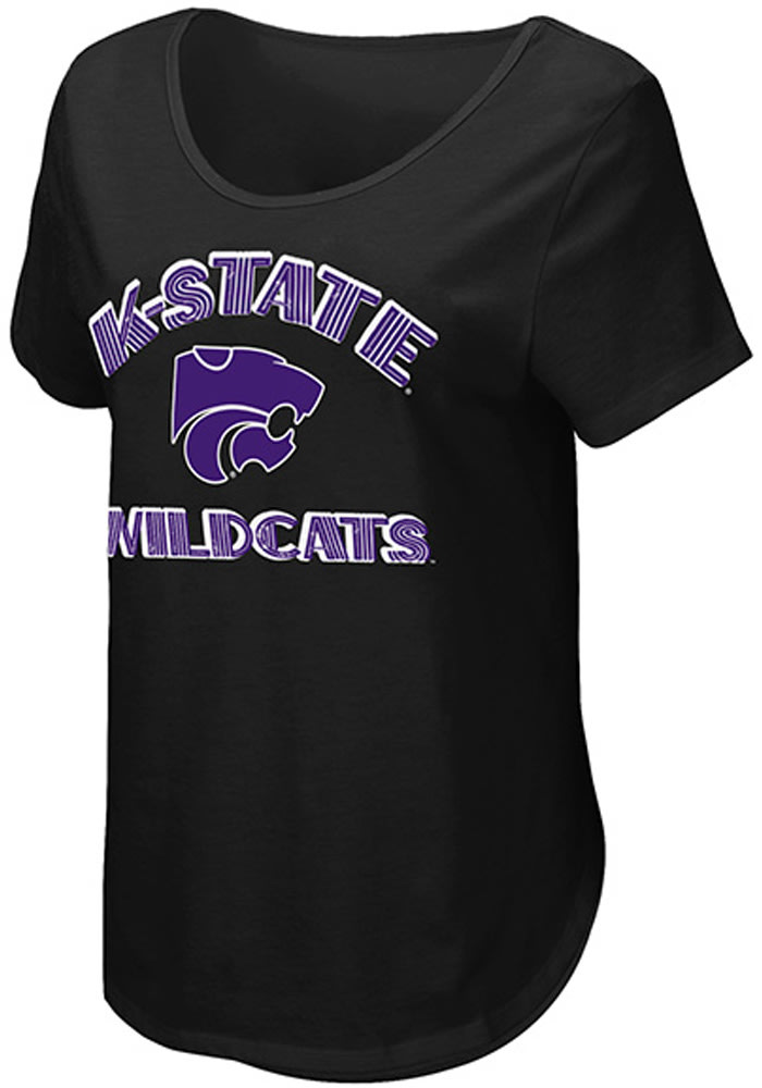 Colosseum K-State Wildcats Womens Black Maria Scoop Neck Short Sleeve T-Shirt