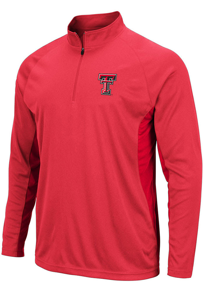 Colosseum Texas Tech Red Raiders Mens Red Kliff Long Sleeve 1/4 Zip Pullover