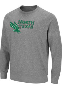 Colosseum North Texas Mean Green Mens Grey Henry French Terry Long Sleeve Crew Sweatshirt