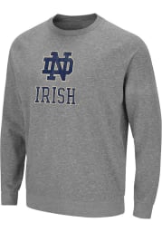 Colosseum Notre Dame Fighting Irish Mens Grey Henry French Terry Long Sleeve Crew Sweatshirt