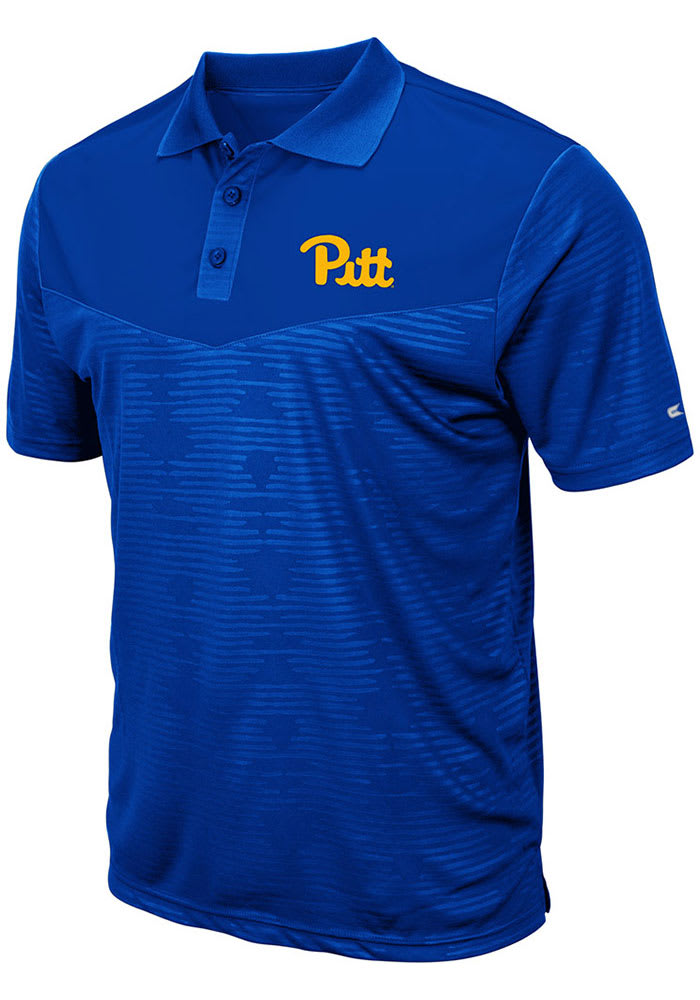 Colosseum Pitt Panthers Mens Blue Finn Heathered Short Sleeve Polo