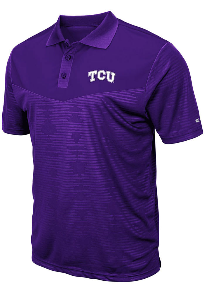 Colosseum TCU Horned Frogs Mens Purple Finn Heathered Short Sleeve Polo