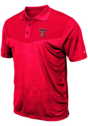 Colosseum Texas Tech Red Raiders Mens Red Finn Heathered Short Sleeve Polo