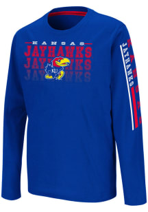 Colosseum Kansas Jayhawks Youth Blue Beaker Long Sleeve T-Shirt