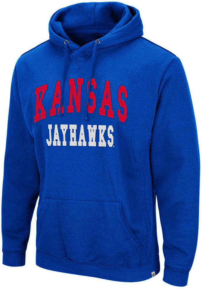 Colosseum Kansas Jayhawks Mens Blue Rebel Long Sleeve Hoodie