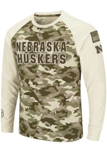 Colosseum Nebraska Cornhuskers Grey Operation Hat Trick Camo Raglan Long Sleeve T Shirt