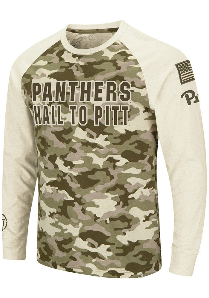 Colosseum Pitt Panthers Grey Operation Hat Trick Camo Raglan Long Sleeve T Shirt