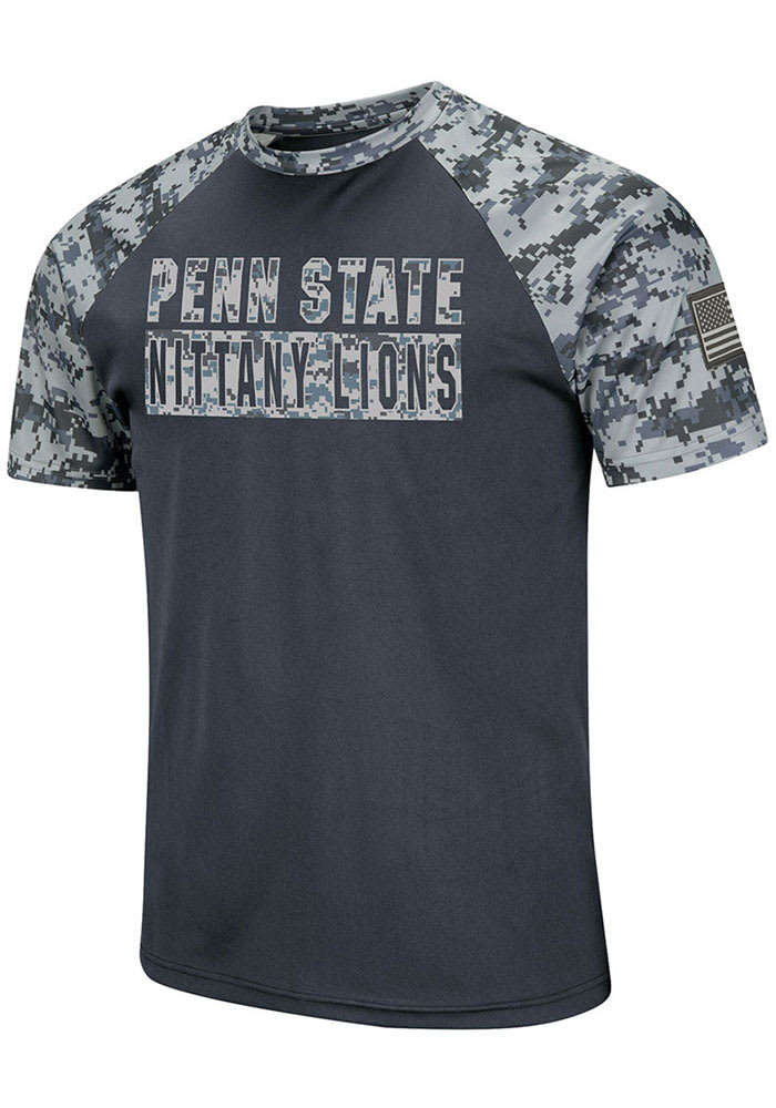 Colosseum Penn State Nittany Lions Grey Operation Hat Trick Raglan Camo Performance Short Sleeve T Shirt
