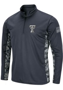 Colosseum Texas Tech Red Raiders Mens Grey Operation Hat Trick Camo Long Sleeve 1/4 Zip Pullover