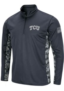 Colosseum TCU Horned Frogs Mens Grey Operation Hat Trick Camo Long Sleeve 1/4 Zip Pullover