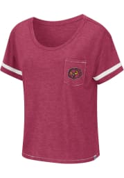 Colosseum Temple Owls Womens Red Waffles Meet Greet Scoop Short Sleeve T-Shirt