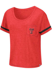 Colosseum Texas Tech Red Raiders Womens Red Waffles Meet Greet Scoop Short Sleeve T-Shirt
