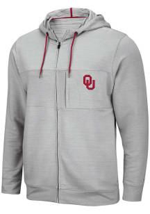 Colosseum Oklahoma Sooners Mens Grey Challenge Accepted Long Sleeve Zip